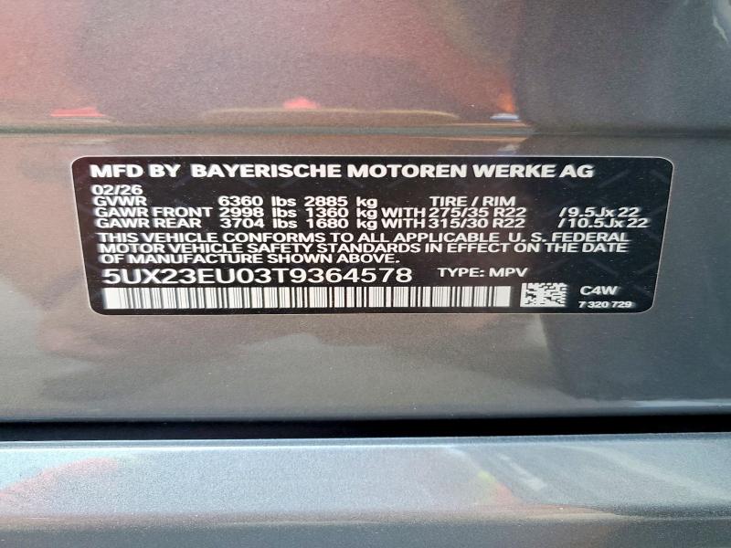 45538916 :رقم المزاد ، 5UX23EU03T9364578 vin ، 2026 Bmw X5 مزاد بيع