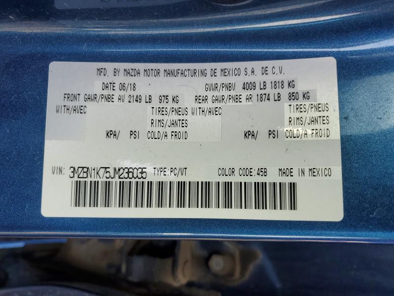 Aukcja sprzedaży 2018 Mazda 3, vin: 3MZBN1K75JM236035, numer aukcji: 46162756