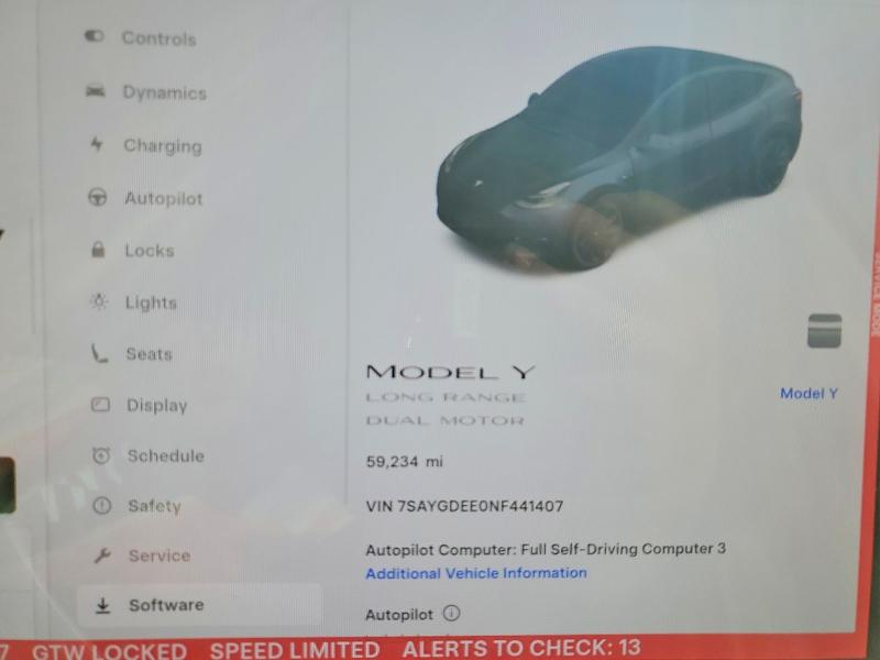 2022 Tesla Model Y მანქანა იყიდება აუქციონზე, vin: 7SAYGDEE0NF441407, აუქციონის ნომერი: 47576376