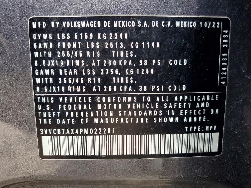 Aukcja sprzedaży 2023 Volkswagen Tiguan, vin: 3VVCB7AX4PM022281, numer aukcji: 47612646