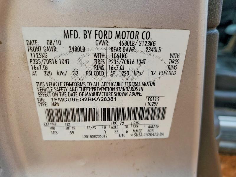 Продаж на аукціоні авто 2011 Ford Escape, vin: 1FMCU9EG2BKA28381, номер лоту: 79591615