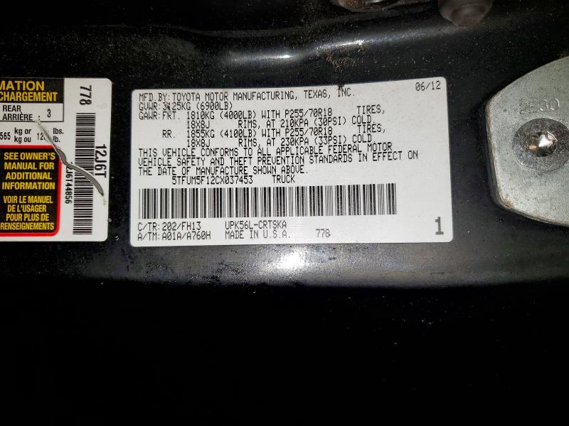 Продаж на аукціоні авто 2012 Toyota Tundra, vin: 5TFUM5F12CX037453, номер лоту: 79855155