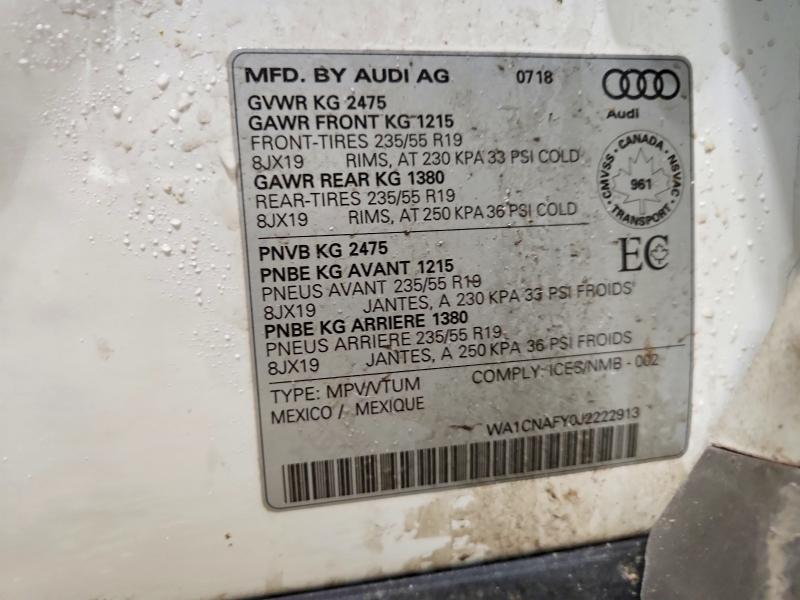 Продажа на аукционе авто 2018 Audi Q5, vin: WA1CNAFY0J2222913, номер лота: 42021406