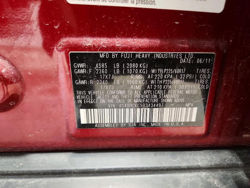 48279226 :رقم المزاد ، 4S4BRCKC5B3434497 vin ، 2011 Subaru Outback مزاد بيع