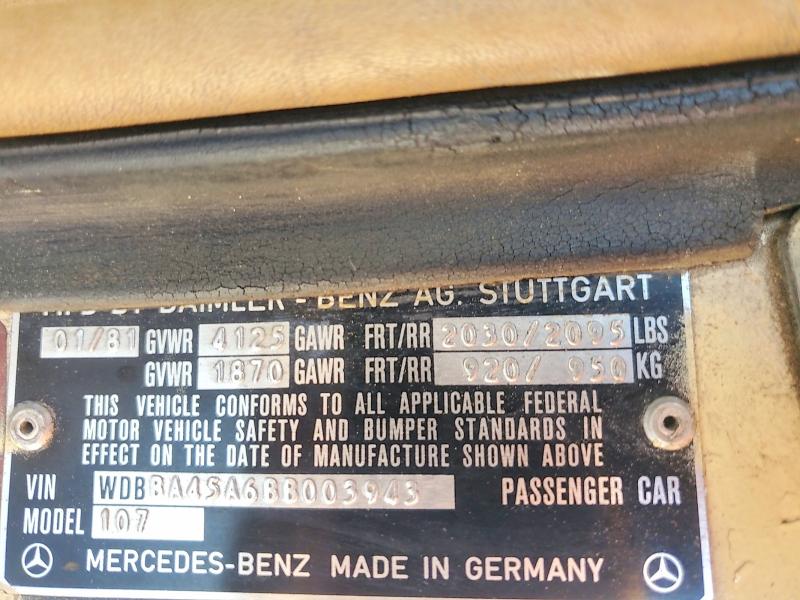 Продажа на аукционе авто 1981 Mercedes-benz 380, vin: WDBBA45A6BB003943, номер лота: 46154506