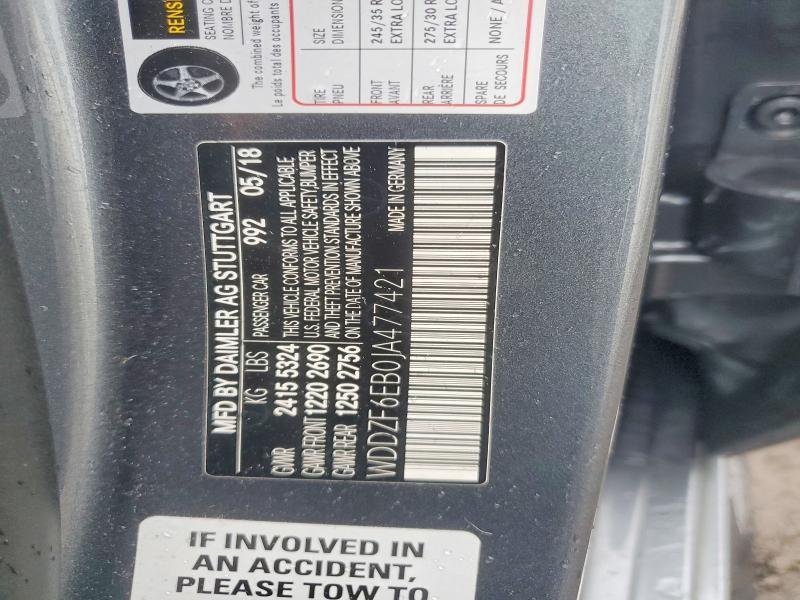 Продажа на аукционе авто 2018 Mercedes-benz E, vin: WDDZF6EB0JA477421, номер лота: 46231426