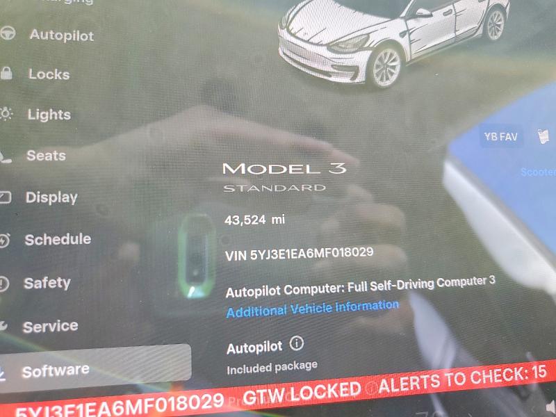 46034136 :رقم المزاد ، 5YJ3E1EA6MF018029 vin ، 2021 Tesla Model 3 مزاد بيع
