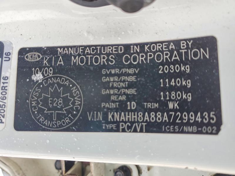Продаж на аукціоні авто 2010 Kia Rondo, vin: KNAHH8A88A7299435, номер лоту: 45817596