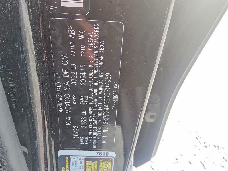 46439526 :رقم المزاد ، 3KPF24AD9RE707969 vin ، 2024 Kia Forte مزاد بيع