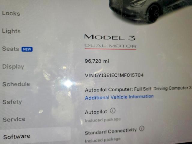 Aukcja sprzedaży 2021 Tesla Model 3, vin: 5YJ3E1EC1MF015704, numer aukcji: 79085785
