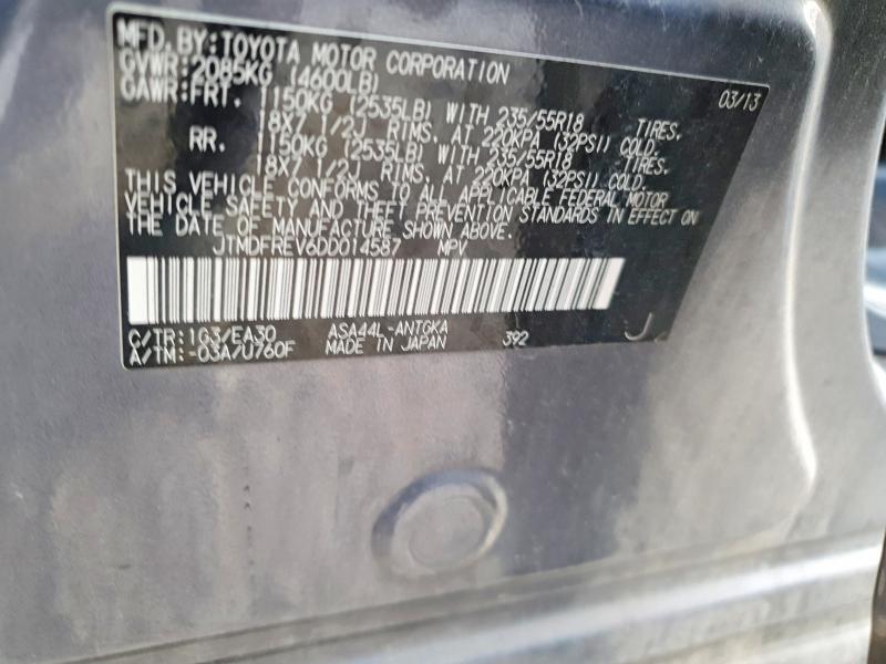 Aukcja sprzedaży 2013 Toyota Rav4, vin: JTMDFREV6DD014587, numer aukcji: 47069526