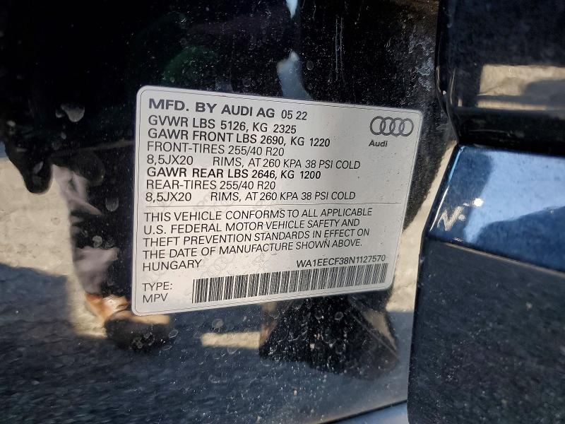 Продаж на аукціоні авто 2022 Audi Q3, vin: WA1EECF38N1127570, номер лоту: 45652046