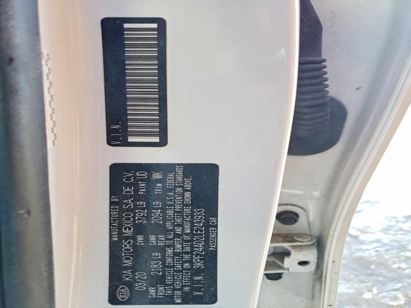 41582476 :رقم المزاد ، 3KPF24AD2LE243933 vin ، 2020 Kia Forte مزاد بيع