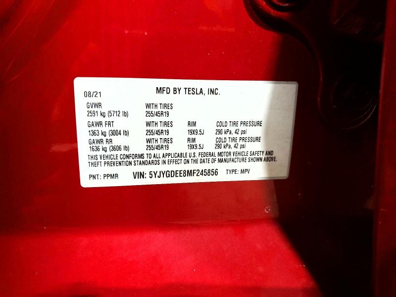 Продаж на аукціоні авто 2021 Tesla Model Y, vin: 5YJYGDEE8MF245856, номер лоту: 46141666