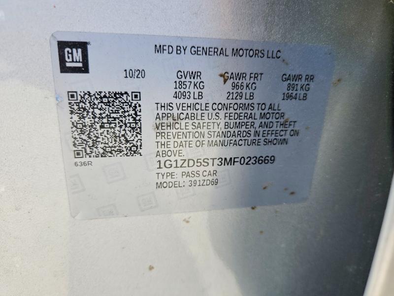 47768696 :رقم المزاد ، 1G1ZD5ST3MF023669 vin ، 2021 Chevrolet Malibu مزاد بيع