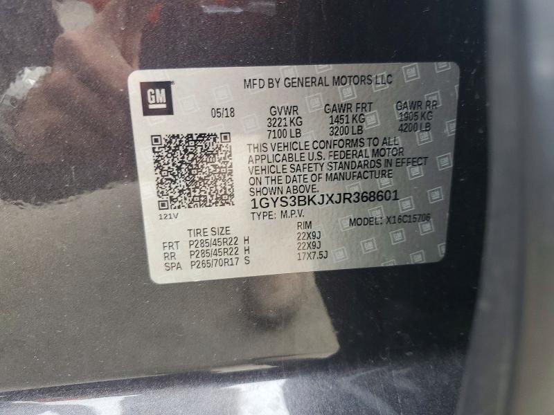 42047786 :رقم المزاد ، 1GYS3BKJXJR368601 vin ، 2018 Cadillac Escalade مزاد بيع