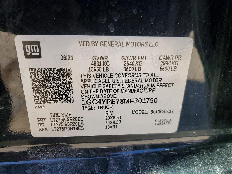 Продаж на аукціоні авто 2021 Chevrolet Silverado, vin: 1GC4YPE78MF301790, номер лоту: 46449656