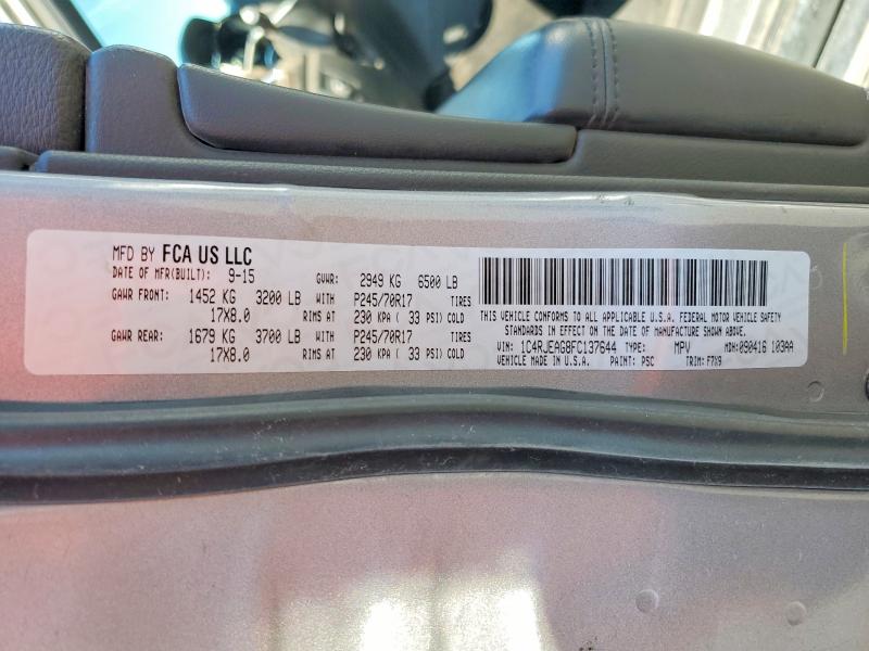 2015 Jeep Grand Cherokee მანქანა იყიდება აუქციონზე, vin: 1C4RJEAG8FC137644, აუქციონის ნომერი: 46268586