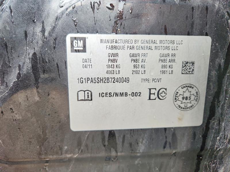 2011 Chevrolet Cruze მანქანა იყიდება აუქციონზე, vin: 1G1PA5SH2B7240049, აუქციონის ნომერი: 77610545