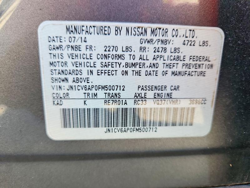 Aukcja sprzedaży 2015 Infiniti Q40, vin: JN1CV6AP0FM500712, numer aukcji: 42018866