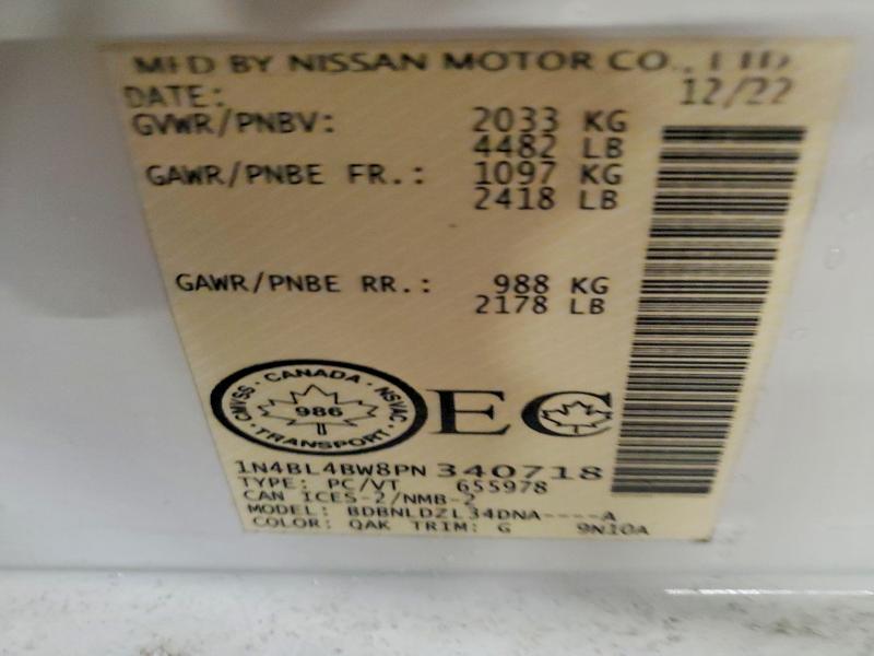 2023 Nissan Altima მანქანა იყიდება აუქციონზე, vin: 1N4BL4BW8PN340718, აუქციონის ნომერი: 46182176