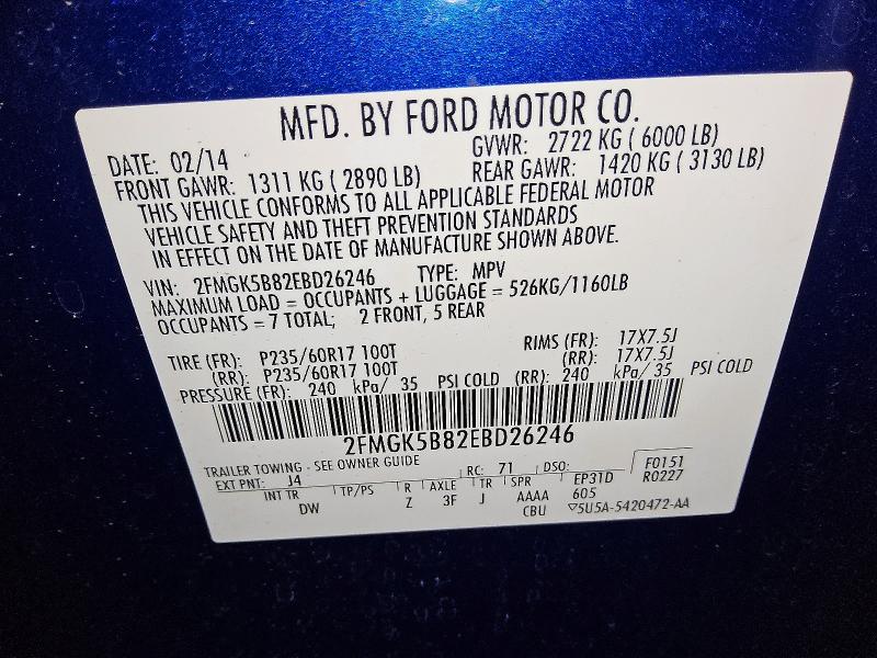 Aukcja sprzedaży 2014 Ford Flex, vin: 2FMGK5B82EBD26246, numer aukcji: 78609475