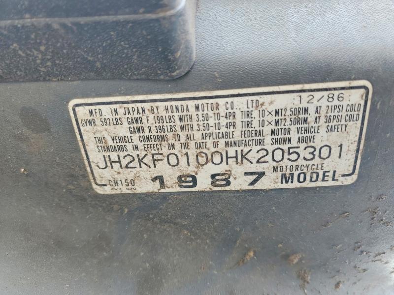 Aukcja sprzedaży 1987 Honda Ch150, vin: JH2KF0100HK205301, numer aukcji: 47366886