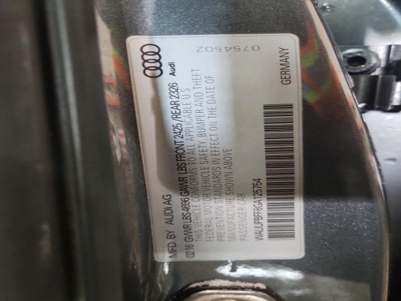 45959206 :رقم المزاد ، WAUUPBFF8GA125754 vin ، 2016 Audi A3 مزاد بيع