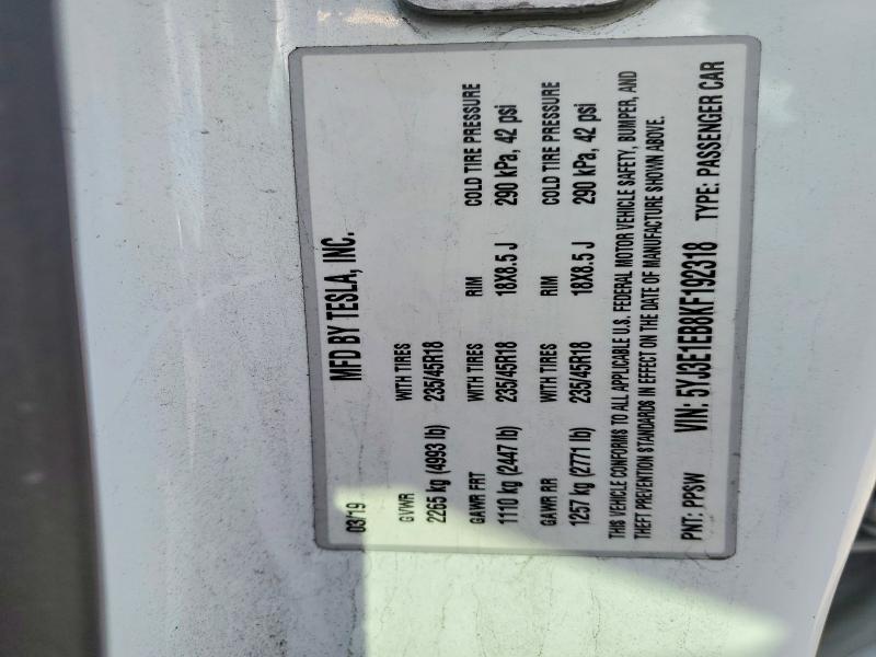 Продаж на аукціоні авто 2019 Tesla Model 3, vin: 5YJ3E1EB8KF192318, номер лоту: 79672905