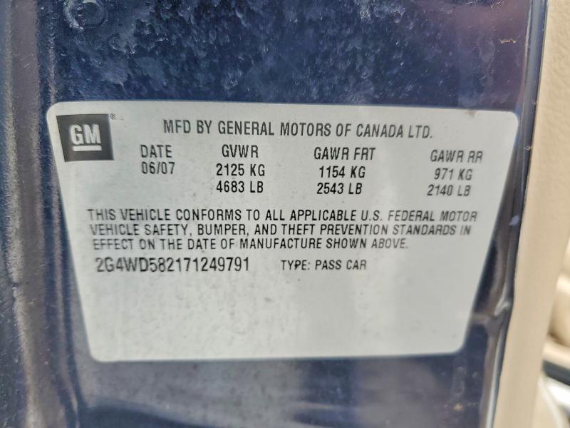 46181576 :رقم المزاد ، 2G4WD582171249791 vin ، 2007 Buick Lacrosse مزاد بيع