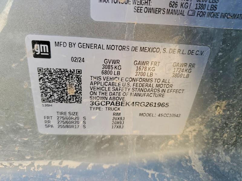 46184456 :رقم المزاد ، 3GCPABEK4RG261965 vin ، 2024 Chevrolet Silverado مزاد بيع