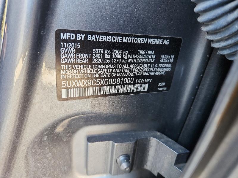 Продаж на аукціоні авто 2016 Bmw X3, vin: 5UXWX9C5XG0D81000, номер лоту: 46460526