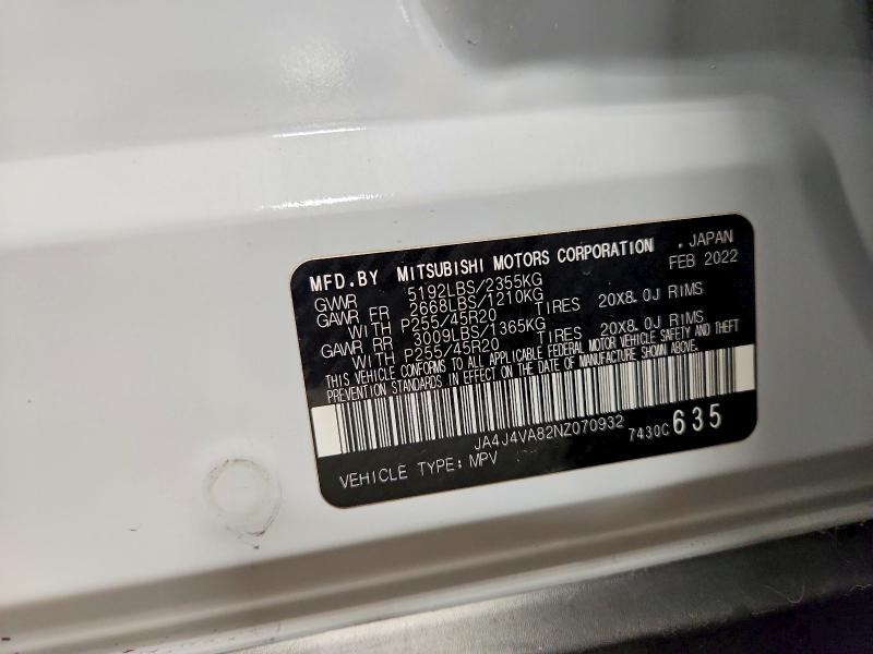 Продажа на аукционе авто 2022 Mitsubishi Outlander, vin: JA4J4VA82NZ070932, номер лота: 46167086