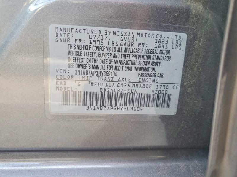 Продаж на аукціоні авто 2017 Nissan Sentra, vin: 3N1AB7AP3HY369104, номер лоту: 41669636
