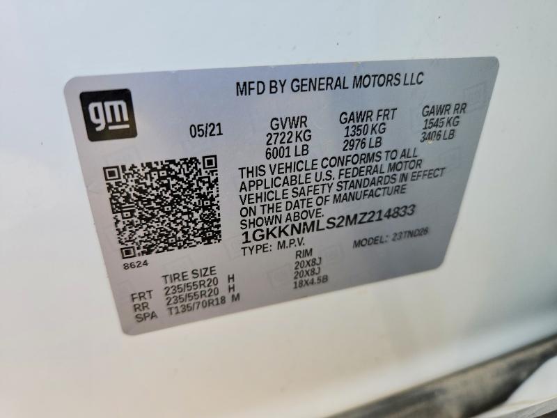 Aukcja sprzedaży 2021 Gmc Acadia, vin: 1GKKNMLS2MZ214833, numer aukcji: 46133256