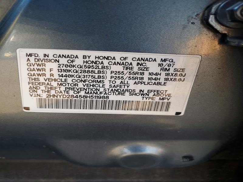 Aukcja sprzedaży 2008 Acura Mdx, vin: 2HNYD28458H511988, numer aukcji: 46885866