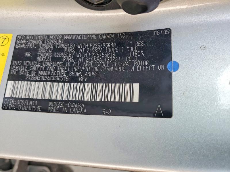 2005 Lexus Rx 330 მანქანა იყიდება აუქციონზე, vin: 2T2GA31U55C036516, აუქციონის ნომერი: 48185246
