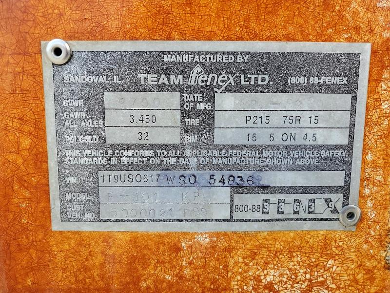 Продажа на аукционе авто 1998 Team Fenex Trailers, vin: 1T9US0617WS054836, номер лота: 47509026