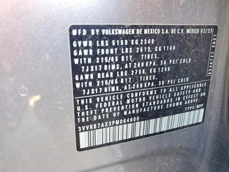 Aukcja sprzedaży 2023 Volkswagen Tiguan, vin: 3VVRB7AX3PM064600, numer aukcji: 46067816