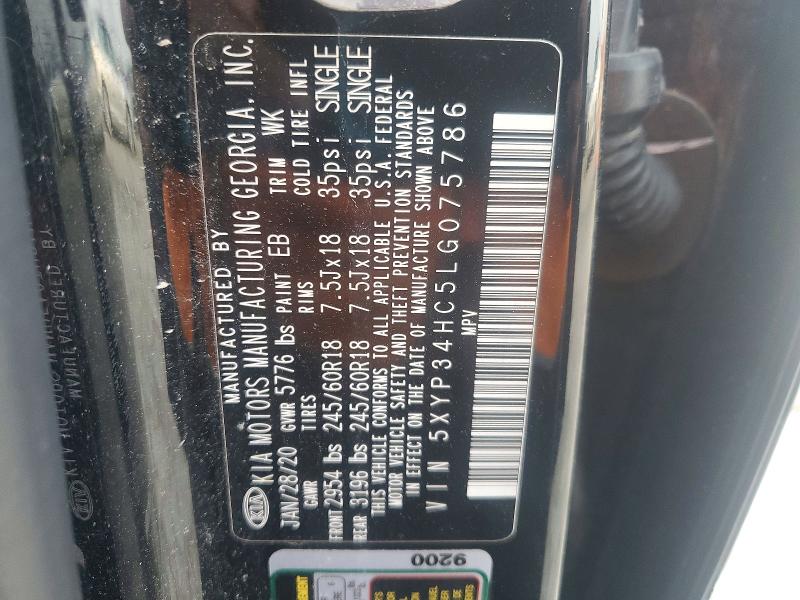 2020 Kia Telluride მანქანა იყიდება აუქციონზე, vin: 5XYP34HC5LG075786, აუქციონის ნომერი: 46508456