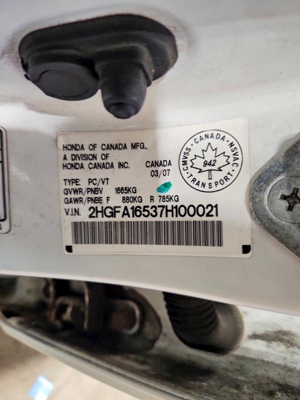 Продажа на аукционе авто 2007 Honda Civic, vin: 2HGFA16537H100021, номер лота: 47750766