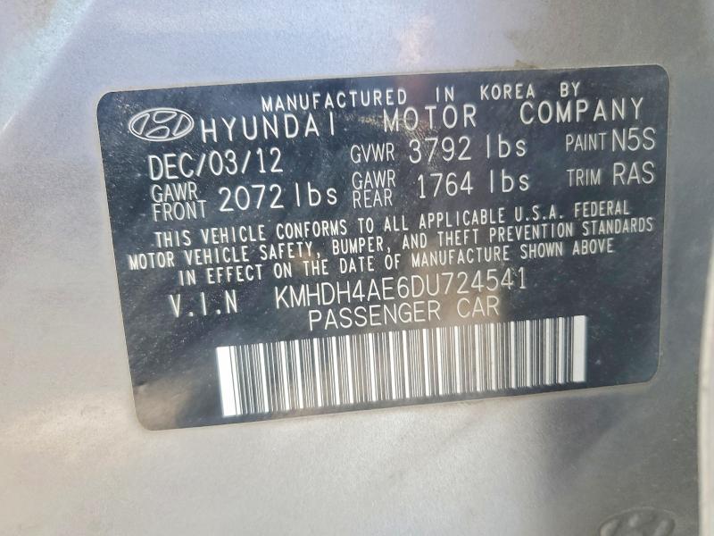 Aukcja sprzedaży 2013 Hyundai Elantra, vin: KMHDH4AE6DU724541, numer aukcji: 46184346