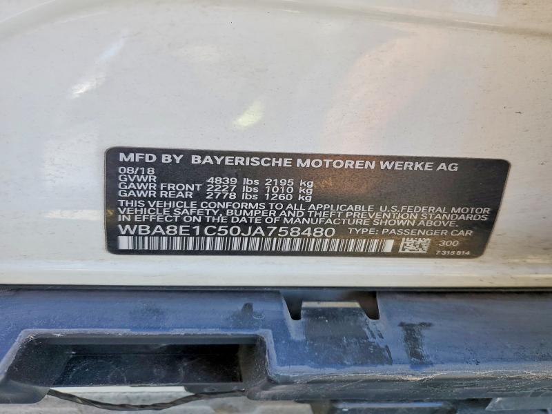 79256335 :رقم المزاد ، WBA8E1C50JA758480 vin ، 2018 Bmw 330e مزاد بيع
