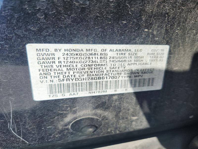 46914366 :رقم المزاد ، 5FRYD3H28GB017007 vin ، 2016 Acura Mdx مزاد بيع