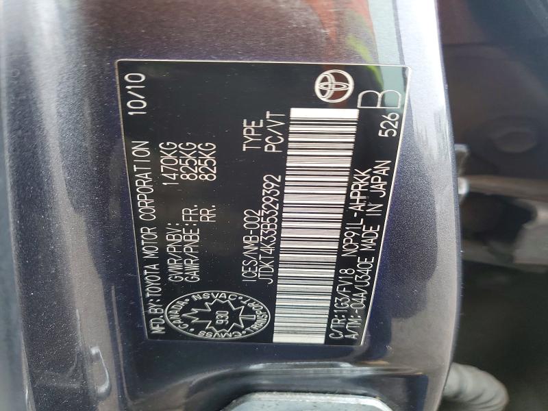 Aukcja sprzedaży 2011 Toyota Yaris, vin: JTDKT4K33B5329392, numer aukcji: 46706286