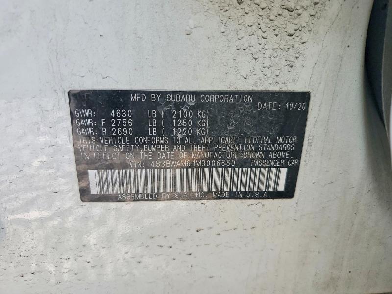 46271936 :رقم المزاد ، 4S3BWAM61M3006650 vin ، 2021 Subaru Legacy مزاد بيع