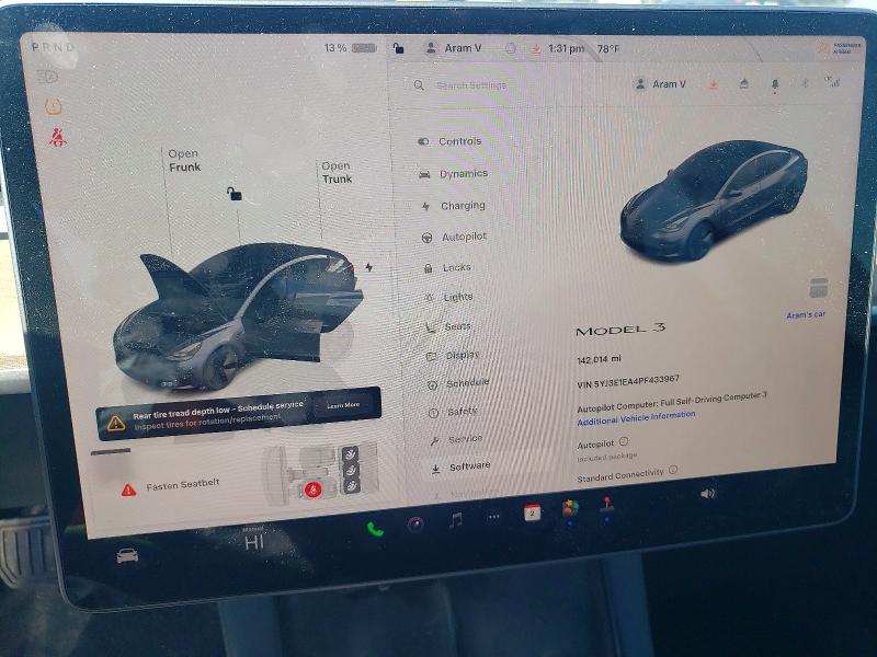 78681265 :رقم المزاد ، 5YJ3E1EA4PF433967 vin ، 2023 Tesla Model 3 مزاد بيع