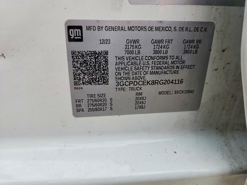 2024 Chevrolet Silverado მანქანა იყიდება აუქციონზე, vin: 3GCPDCEK8RG204116, აუქციონის ნომერი: 77008995
