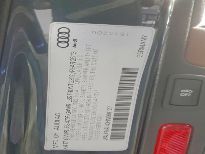 Aukcja sprzedaży 2017 Audi A4, vin: WAUFNAF40HN068127, numer aukcji: 46092426