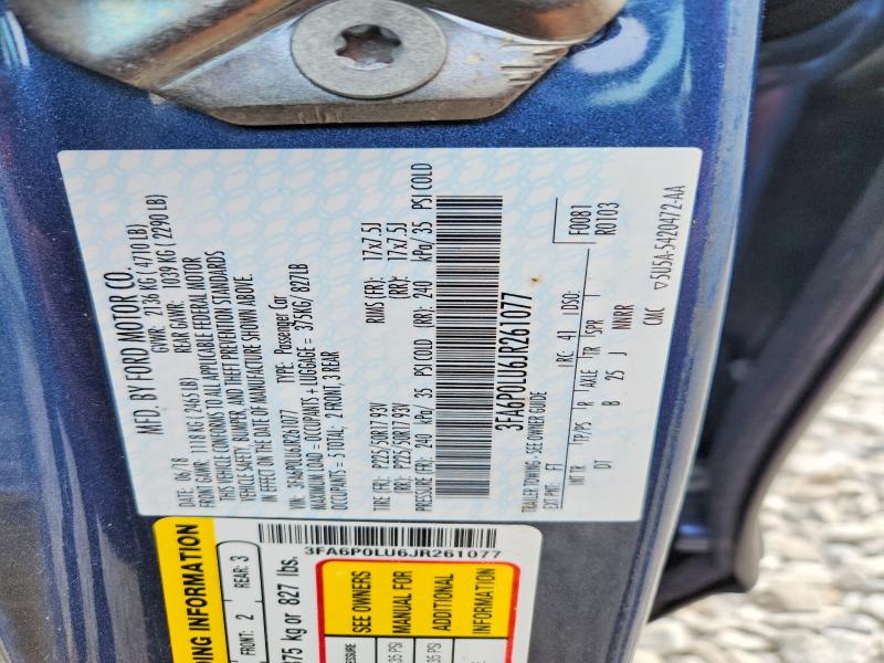 Aukcja sprzedaży 2018 Ford Fusion, vin: 3FA6P0LU6JR261077, numer aukcji: 51271666